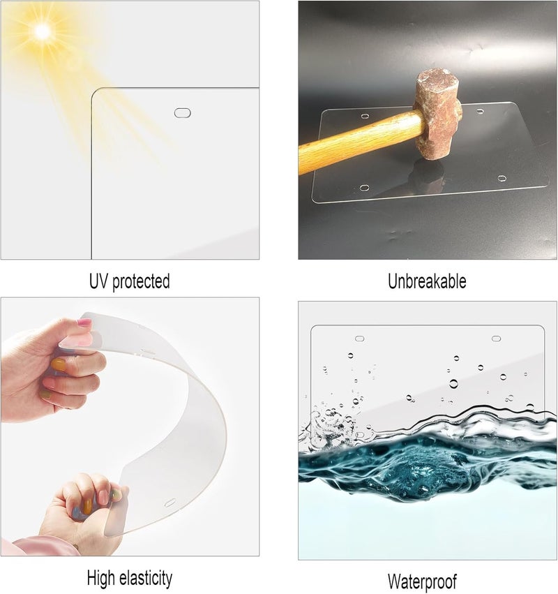 AOOTF License Plate Covers- Clear Flat License Plate Protector, Unbreakable Plastic Protective Shield with Screws Caps, 2 Pack for Front Rear Car Tags - Image 3